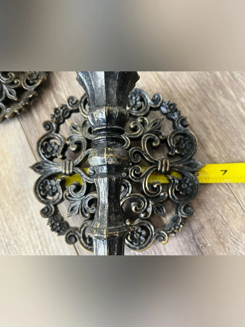 Vintage Homco Black and Gold Ornate Wall Hook Pair